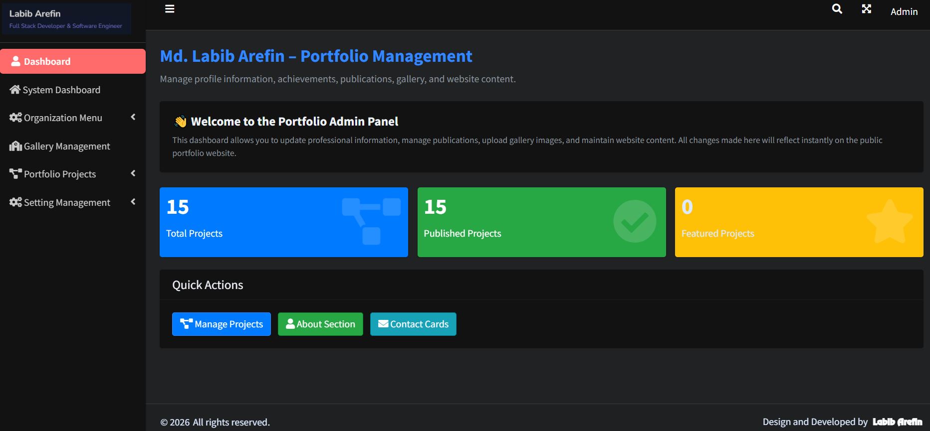 Portfolio Admin Panel